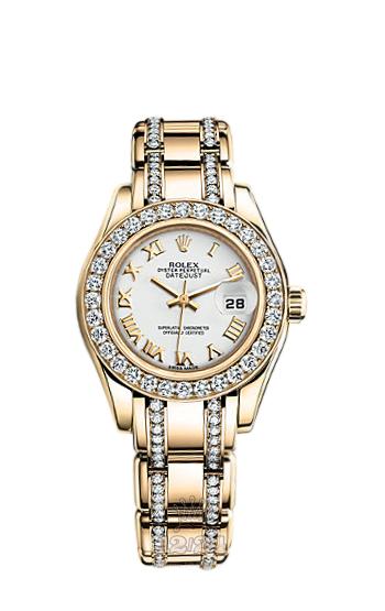 Rolex Pearlmaster Watch 80298-0034 29 mm Yellow gold Case White Dial