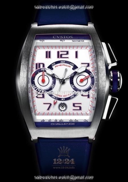 Cvstos Limited Edition Watch Challenge Chrono America Stainless steel Case White Red Dark blue Dial