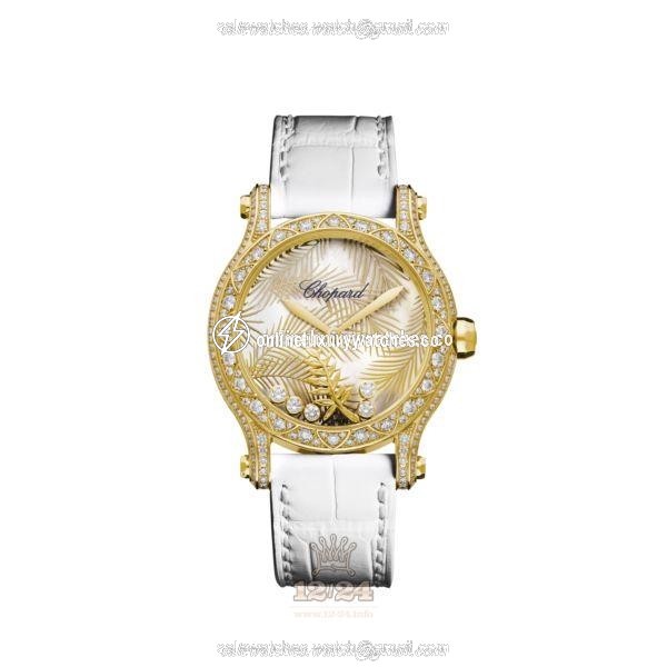 Chopard Happy Sport Watch 275366-0001 36 mm Yellow gold Case White Painted Dial