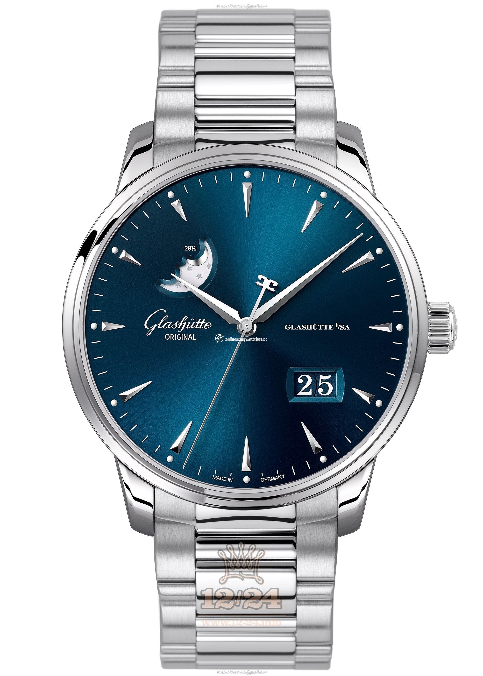 Glashutte Senator Watch 1-36-04-04-02-70 42 mm Stainless steel Case Dark blue Dial