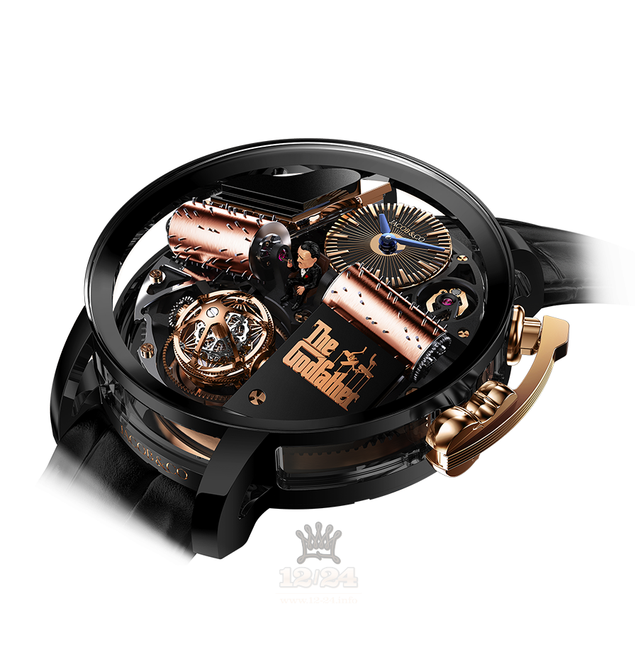 Jacob & Co Grand Complication Masterpieces Watch OP110.21.AG.AB.A 49 mm Titanium DLC coating Case Black Golden Dial