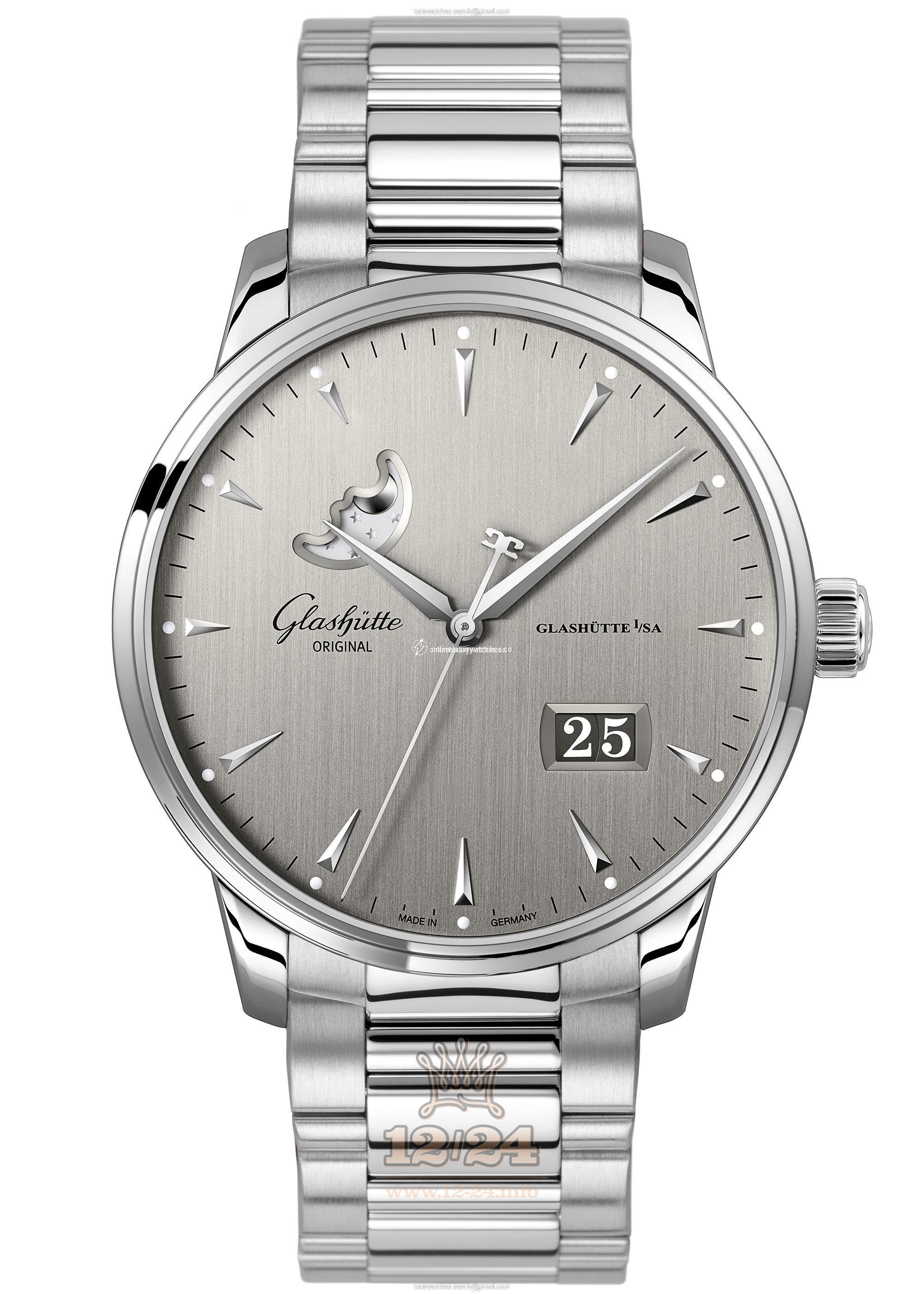 Glashutte Senator Watch 1-36-04-03-02-70 42 mm Stainless steel Case Gray Silver Dial