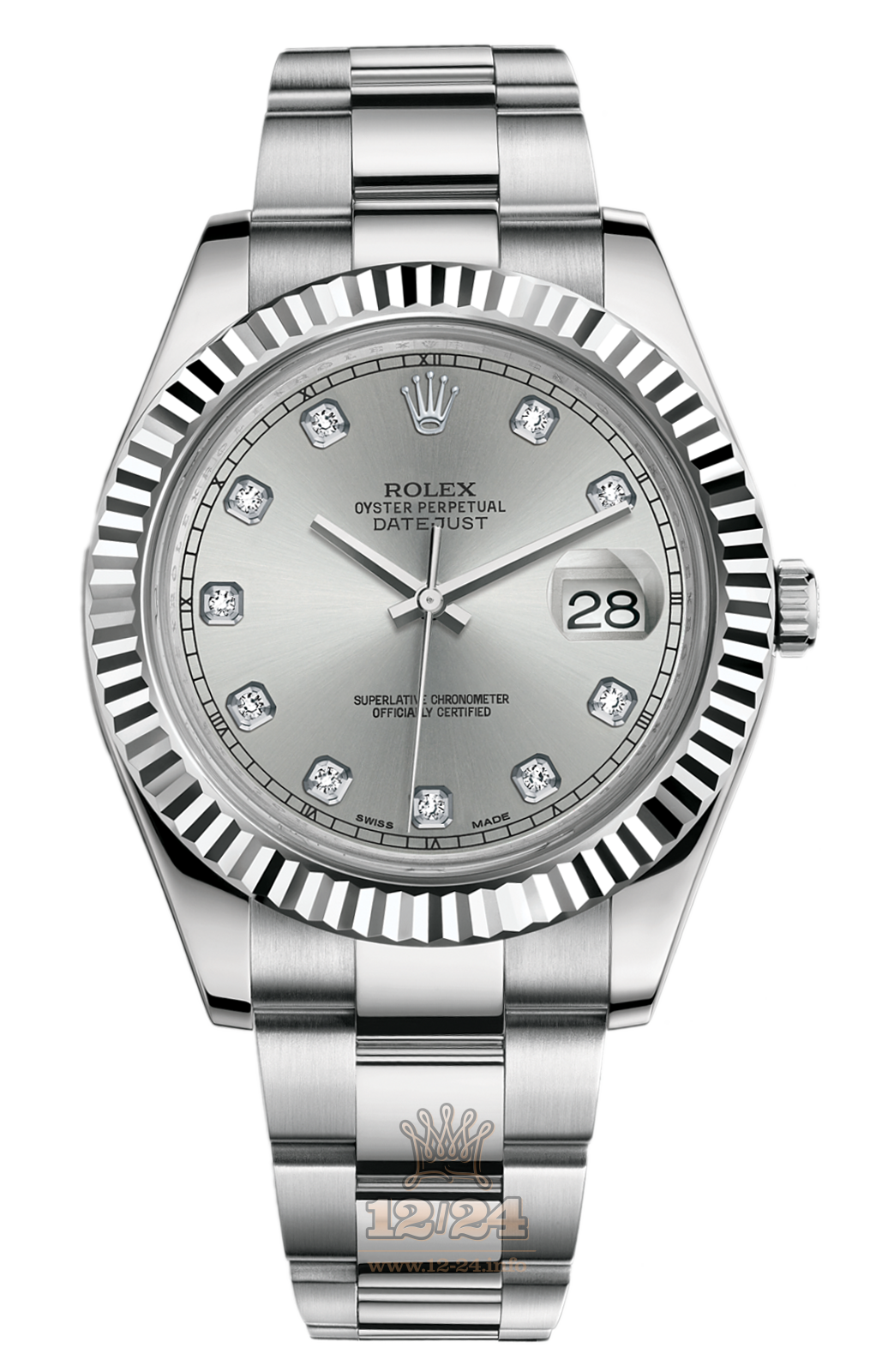 Rolex Datejust Watch 116334-0007 41 mm Steel / White gold Case Silver Dial