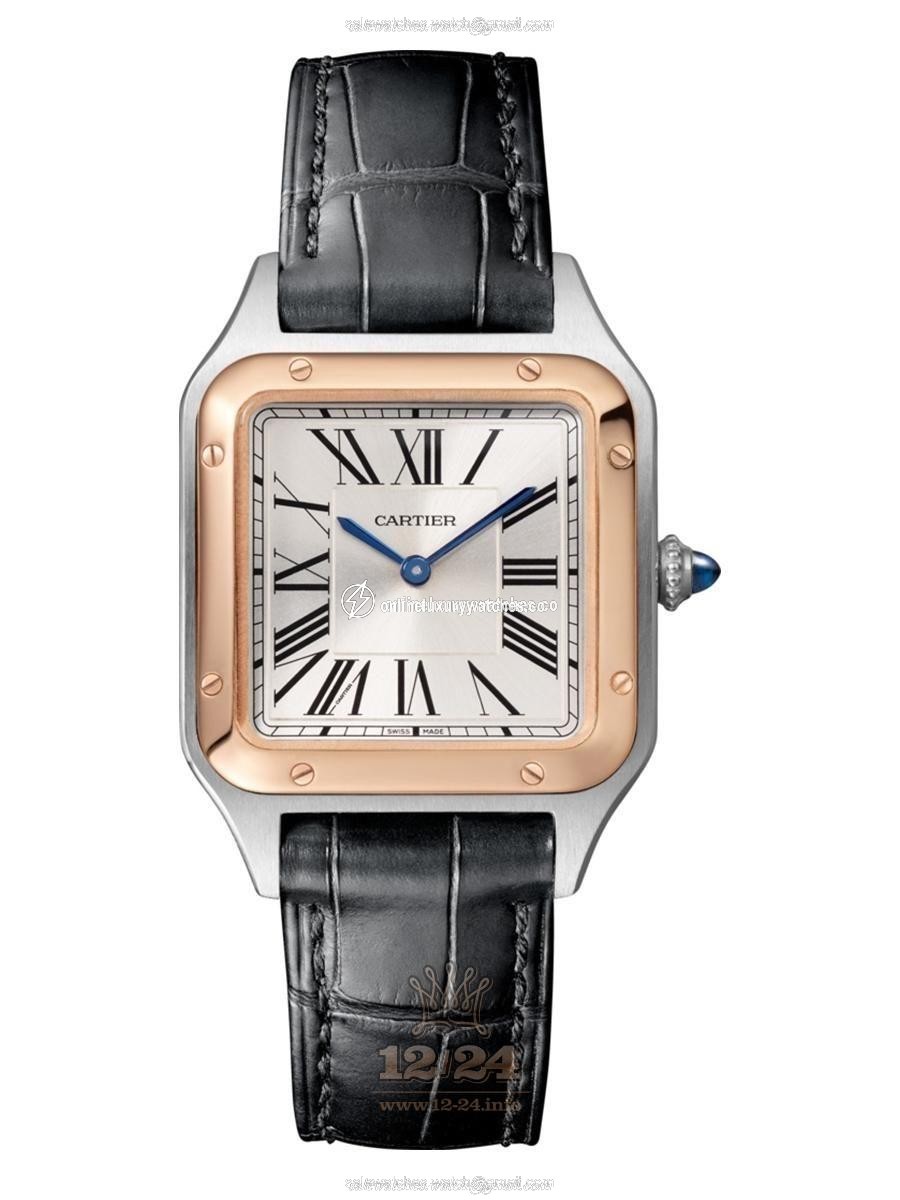 Cartier Santos de Cartier Watch W2SA0011 43 mm Stainless steel Pink gold Case Silver Dial