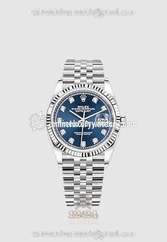 Rolex Datejust Watch 126234-0037 36 mm Stainless steel White gold Case Dark blue Dial