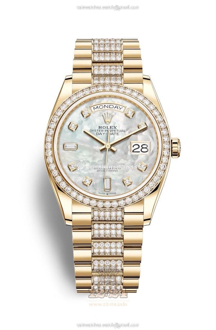 Rolex Day-Date Watch 128348rbr-0019 36 mm Yellow gold Case White Dial