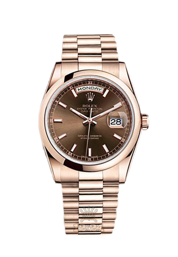 Rolex Day-Date Watch 118205f-0142 36 mm Pink gold Case Brown (chocolate) Dial