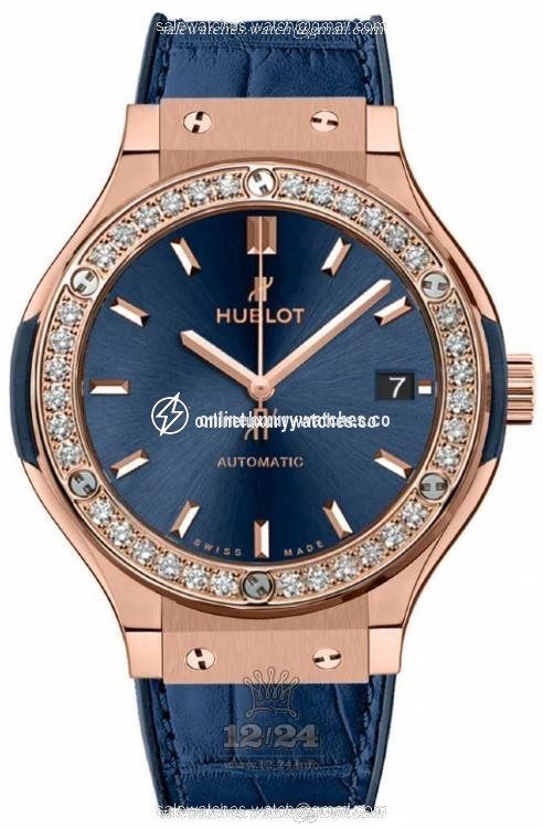 Hublot Classic Fusion Watch 565.OX.7180.LR.1204 38 mm Pink gold Case Dark blue Dial