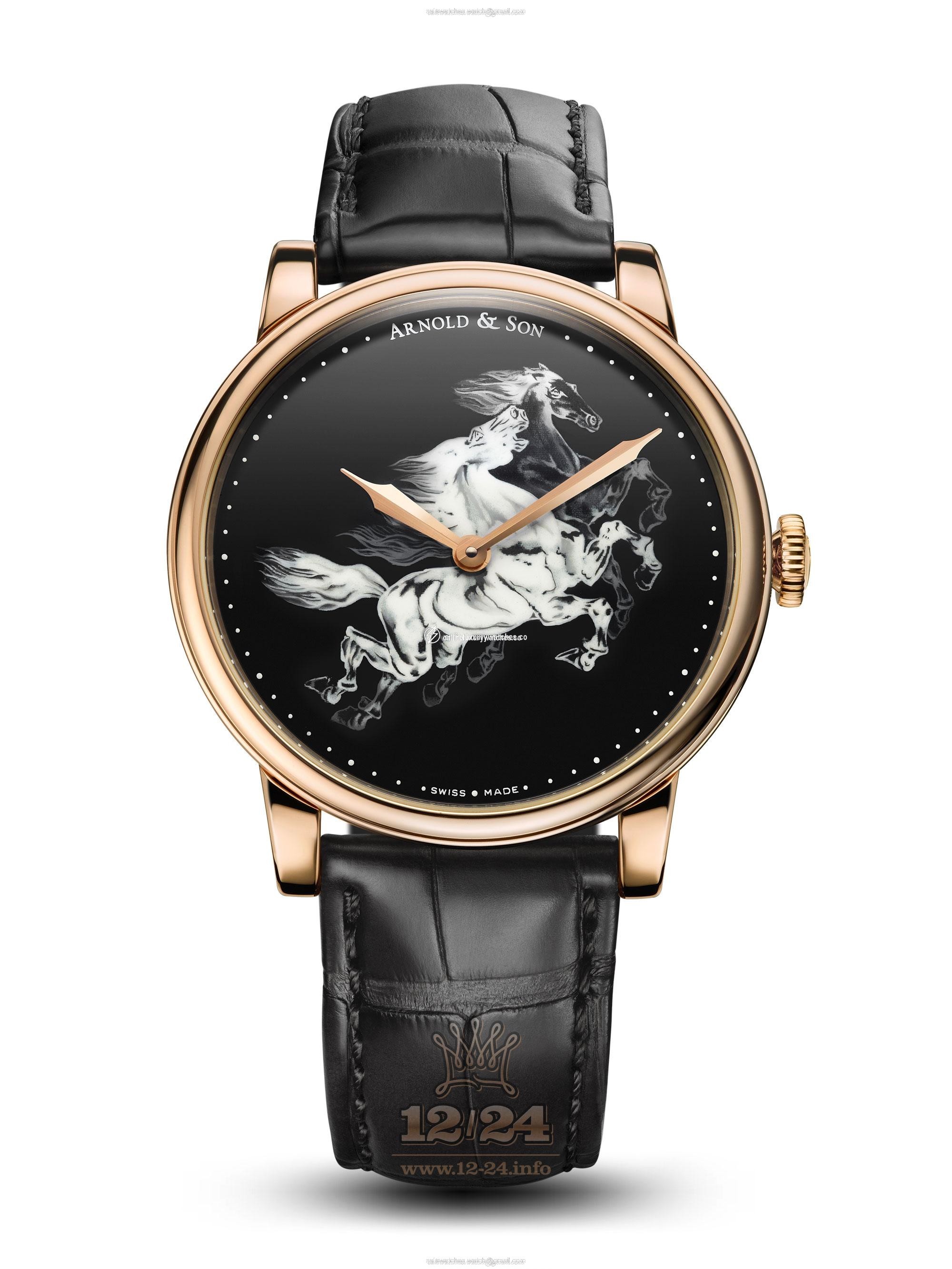 Arnold Son Royal Collection Watch 1LCAP.B04A.C111A Pink gold Case Black Painted Dial