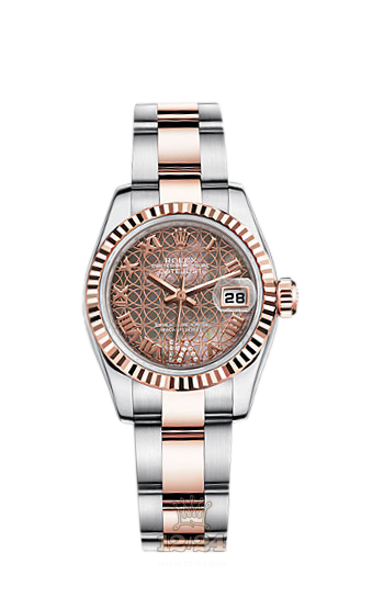 Rolex Lady-Datejust Watch 179171-0082 26 mm Steel / Pink gold Case Black Dial