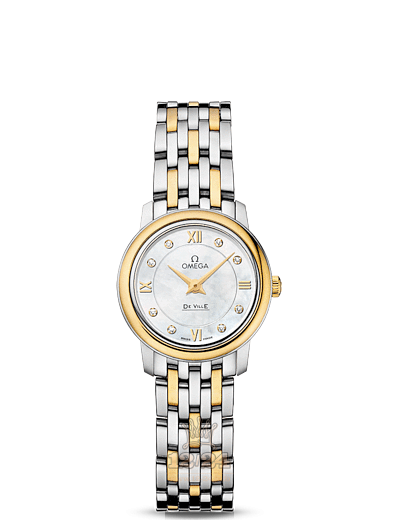 Omega Prestige Watch 424.20.24.60.55.001 24 mm Steel / Yellow gold Case White Dial