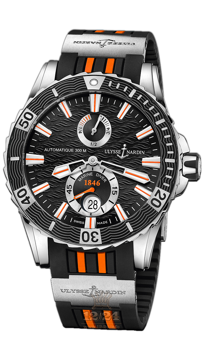 Ulysse Nardin Marine Watch 263-10-3/952 44 mm Stainless steel Case Black Dial