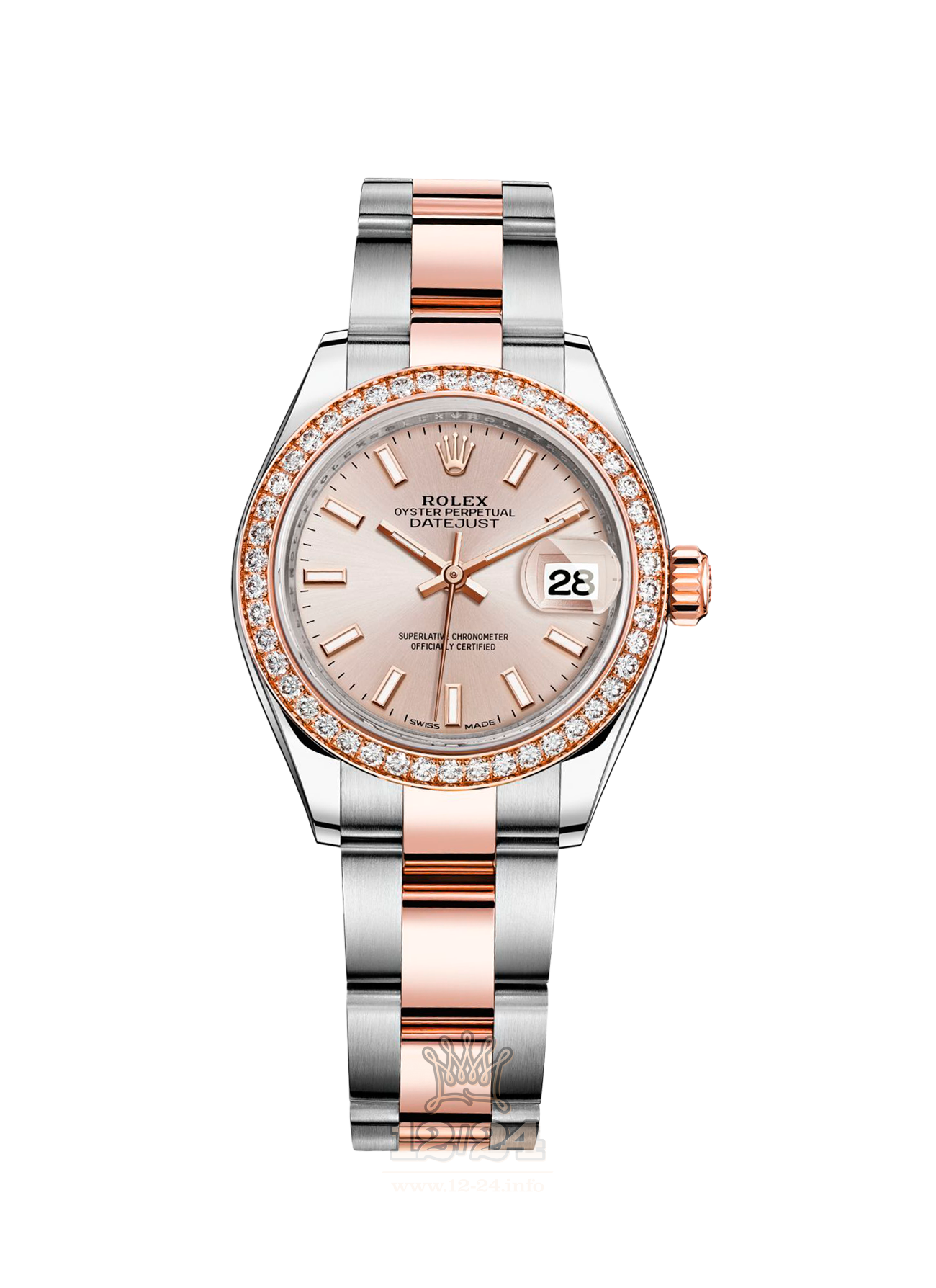 Rolex Datejust Watch 279381rbr-0002 28 mm Steel / Pink gold Case Silver Pink Dial