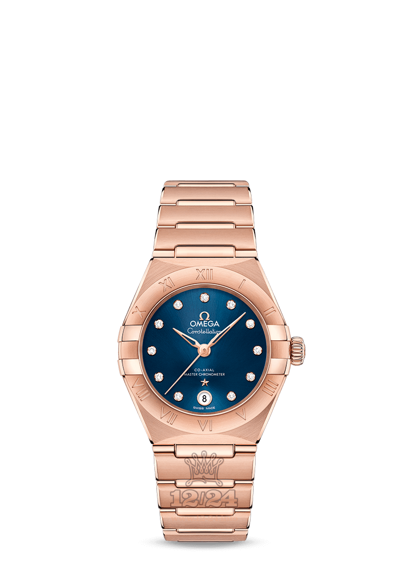 Omega Constellation Watch 131.50.29.20.53.001 29 mm Pink gold Case Dark blue Dial