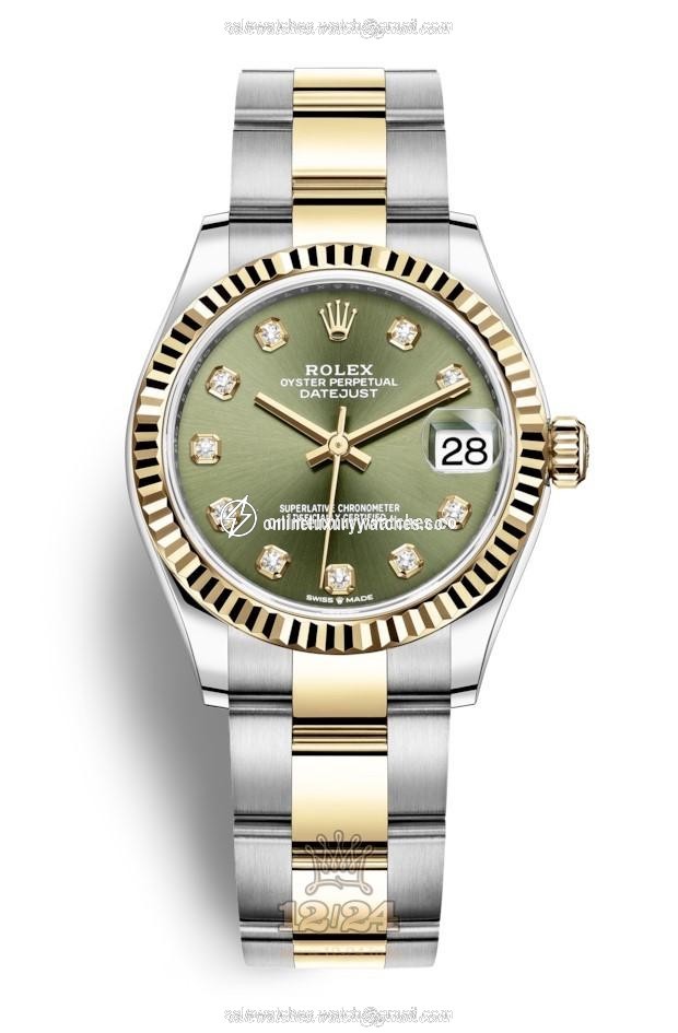 Rolex Datejust Watch 278273-0029 31 mm Stainless steel Yellow gold Case Green Dial