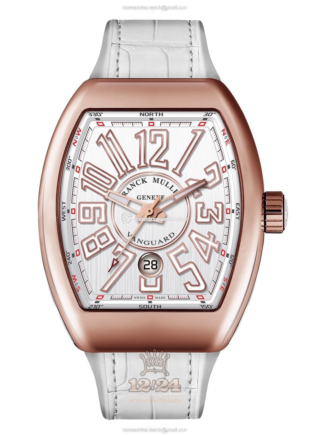 Franck Muller Vanguard Watch V45SCDT5N.BC 44 mm Pink gold Case White Dial