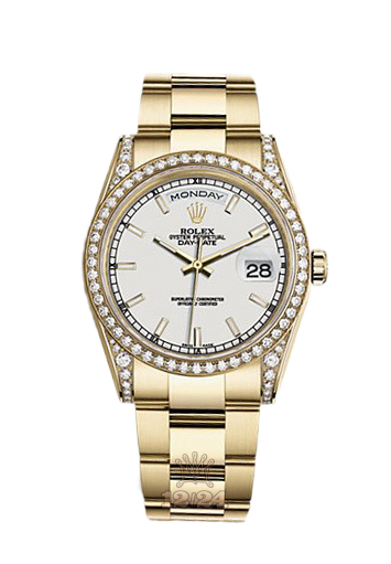 Rolex Day-Date Watch 118388-0187 36 mm Yellow gold Case White Dial