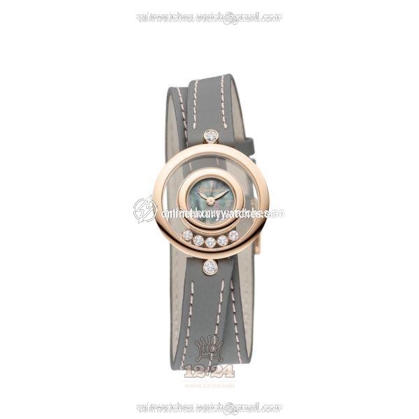 Chopard Happy Diamonds Watch 209415-5003 26 mm Pink gold Case Green Dial