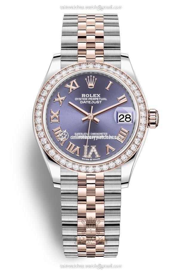 Rolex Datejust Watch 278381rbr-0020 31 mm Stainless steel Pink gold Case Purple Dial