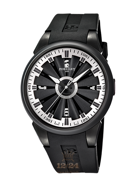 Perrelet Turbine Watch A1047/9 44 mm Stainless steel PVD coating Case Black Silver Dial