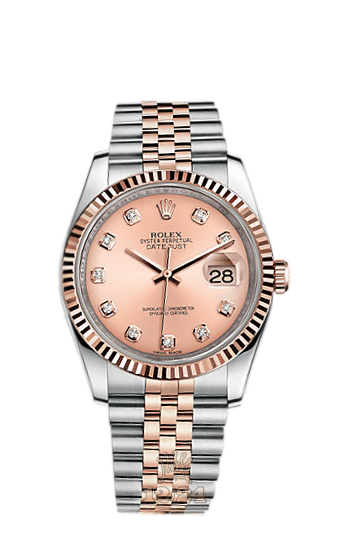 Rolex Datejust Watch 116231-0057 36 mm Steel / Pink gold Case Pink Dial