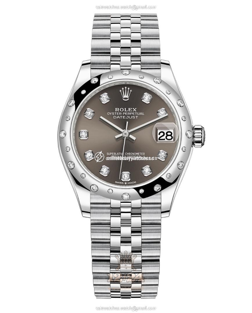Rolex Datejust Watch 278344rbr-0008 31 mm Stainless steel White gold Case Gray Dial