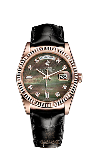 Rolex Day-Date Watch 118135-0070 36 mm Pink gold Case Black Dial
