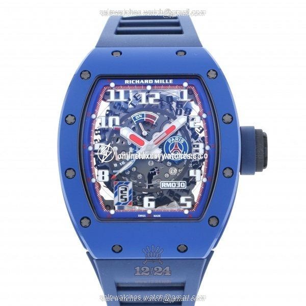 Richard Mille Men's Collection Watch RM 030 PSG 50 mm Ceramics Case Gray Dial
