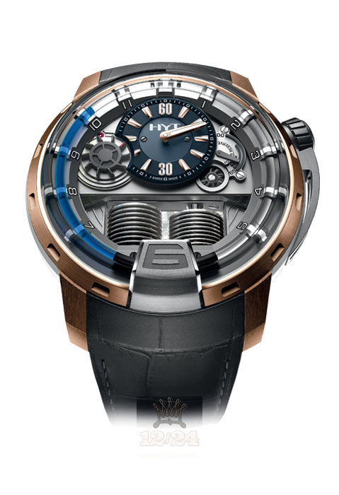 HYT H1 Watch 148-tg-32-bf-ag 49 mm Pink gold Titanium Case Silver Dial