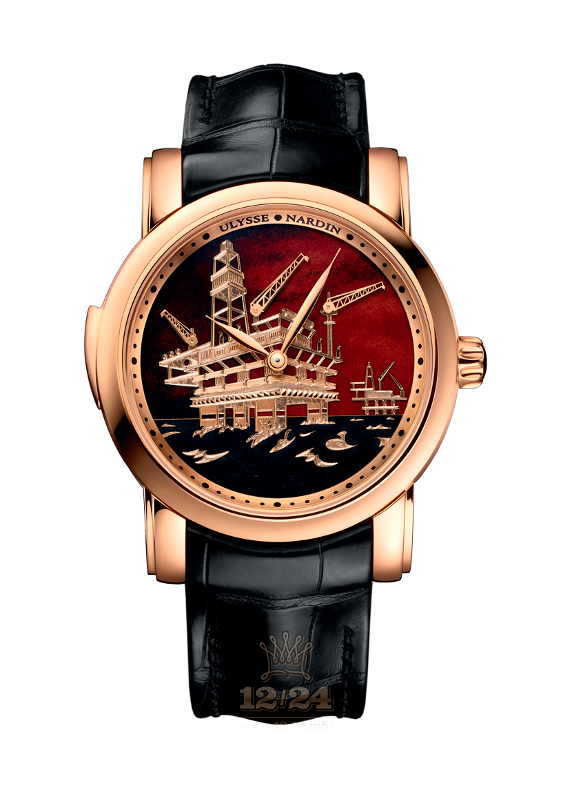Ulysse Nardin Classic Watch 736-61/E2-OIL 42 mm Pink gold Case Black Dial