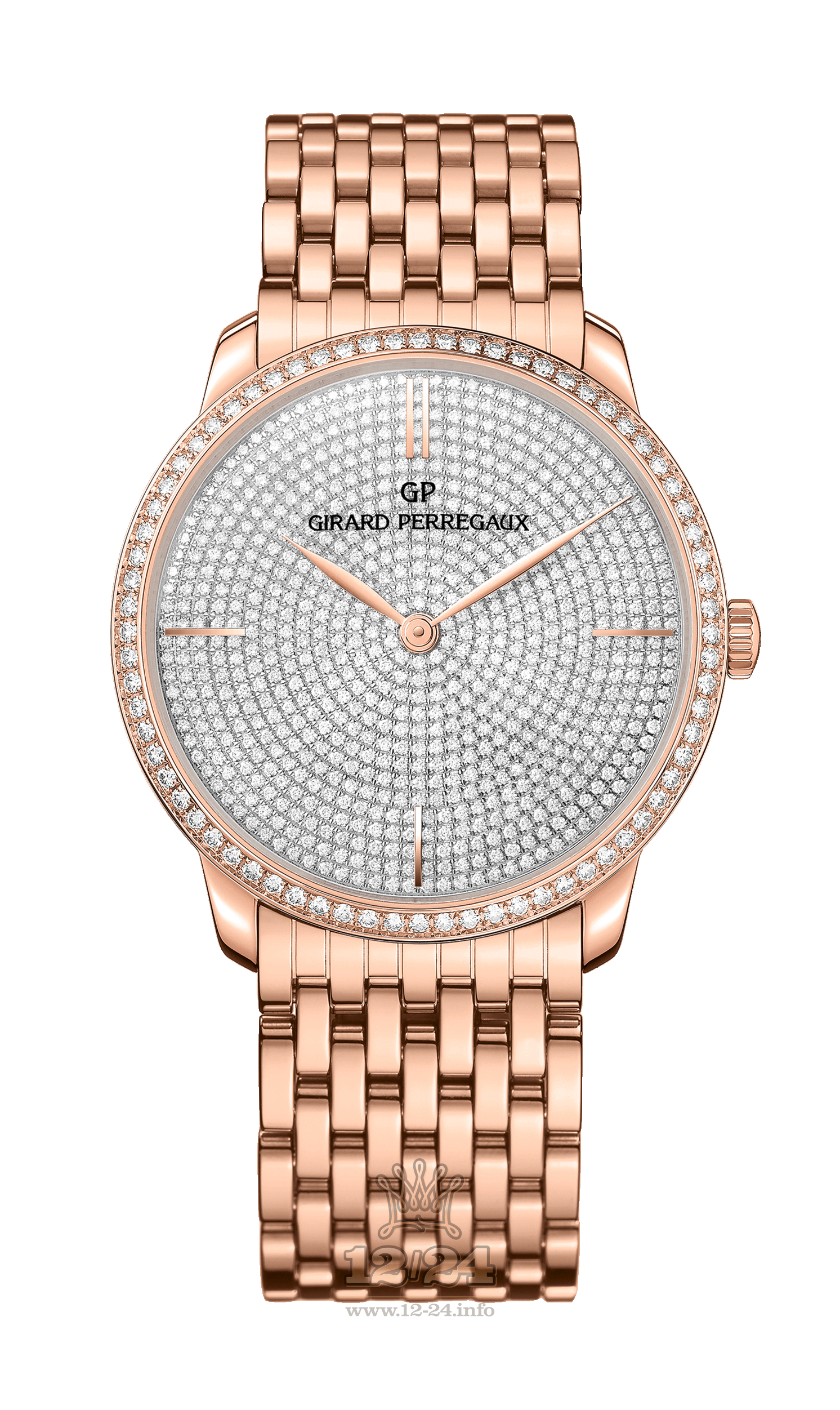 Girard Perregaux 1966 Watch 49525D52A1B1-52A Pink gold Case Silver Dial