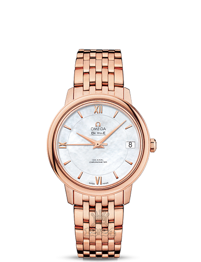 Omega Prestige Watch 424.50.33.20.05.002 33 mm Pink gold Case White Dial