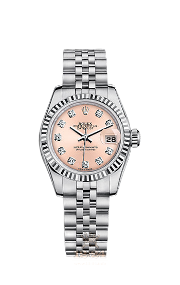 Rolex Lady-Datejust Watch 179174-0007 26 mm Steel / White gold Case Pink Dial