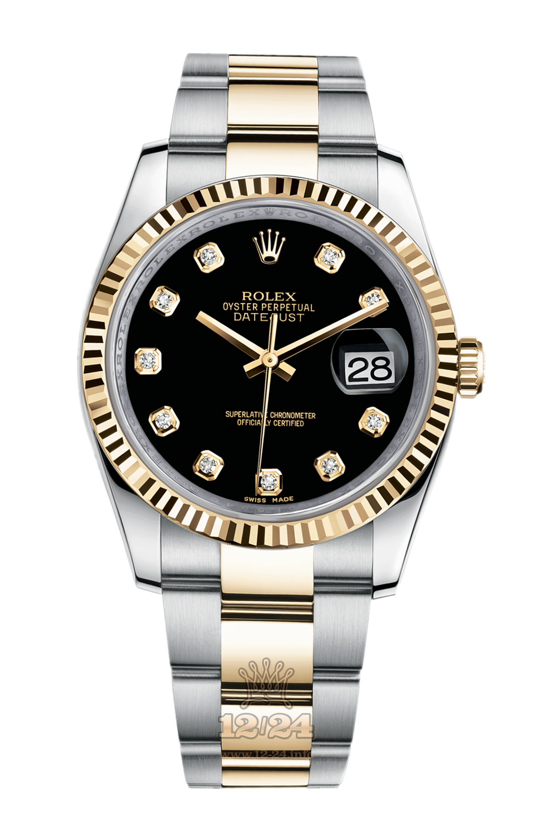 Rolex Datejust Watch 116233-0175 36 mm Steel / Yellow gold Case Black Dial