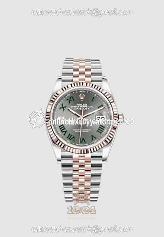 Rolex Datejust Watch 126231-0029 36 mm Stainless steel Pink gold Case Gray Dial