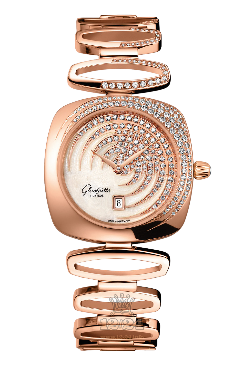 Glashutte Ladies Watch 1-03-01-03-15-11 31 mm Pink gold Case Silver Golden Dial