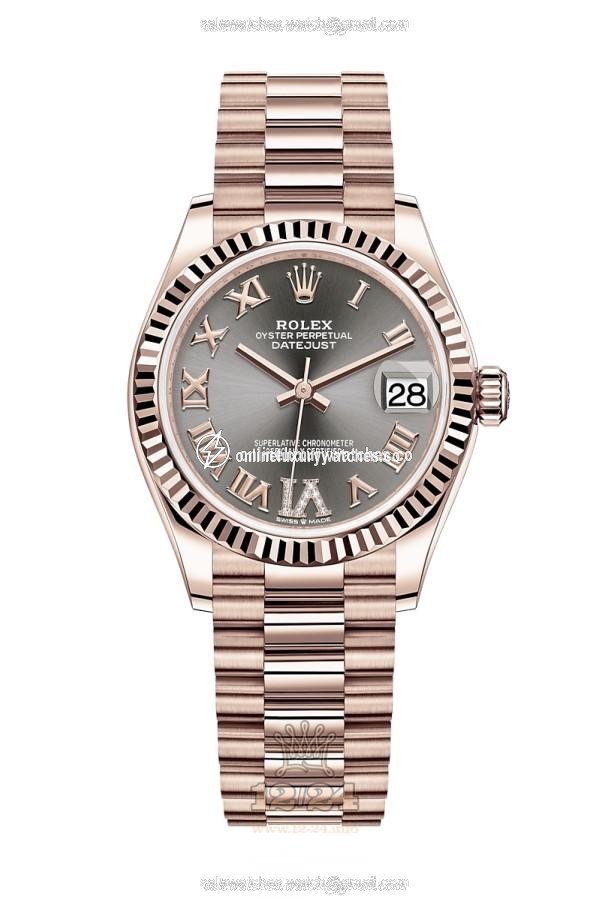 Rolex Datejust Watch 278275-0033 31 mm Pink gold Case Gray Silver Dial