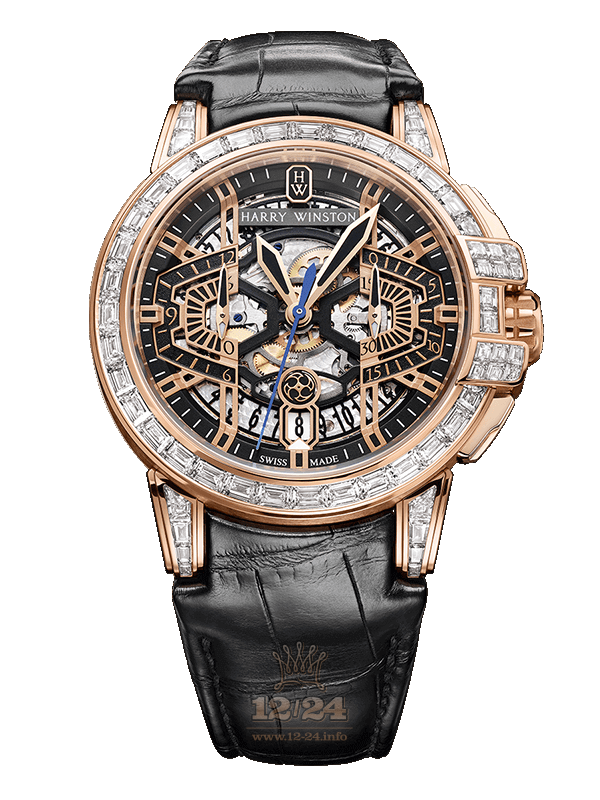 Harry Winston The Ocean Collection Watch OCEACH44RR003 44 mm Pink gold Case Black Golden Dial