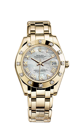 Rolex Pearlmaster Watch 81318-0005 34 mm Yellow gold Case White Dial