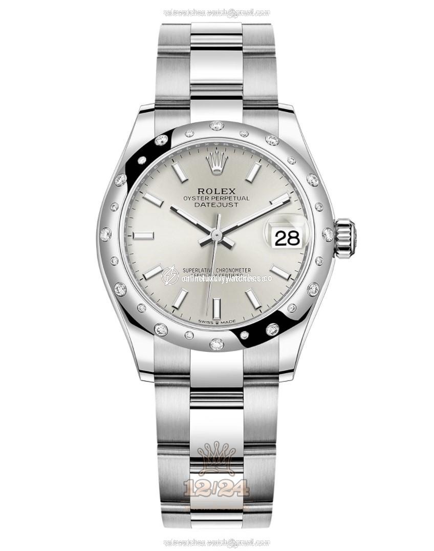 Rolex Datejust Watch 278344rbr-0013 31 mm Stainless steel White gold Case Silver Dial