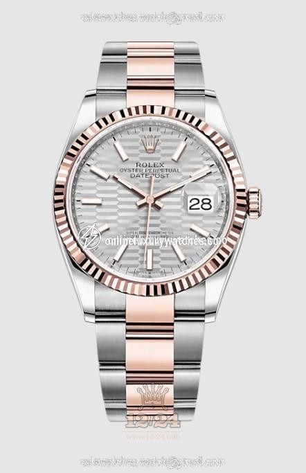 Rolex Datejust Watch 126231-0034 36 mm Stainless steel Pink gold Case Gray Silver Dial