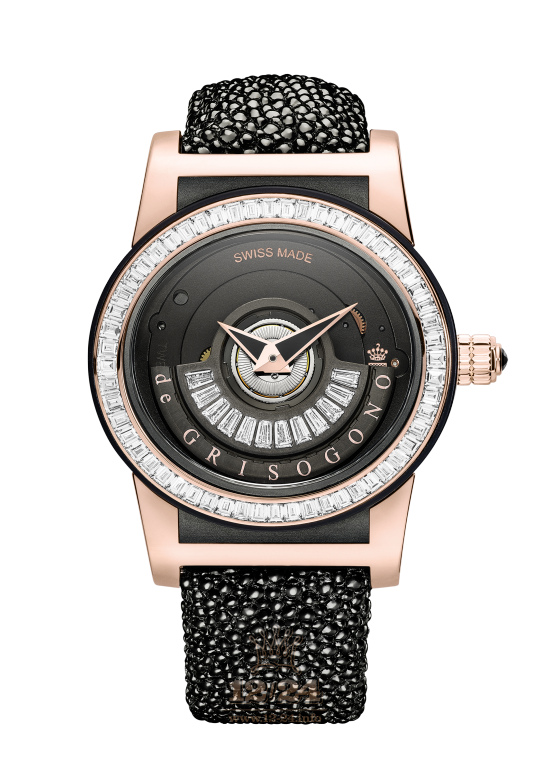 de Grisogono Tondo Watch TBN-S24/D Pink gold Case Black Silver Dial
