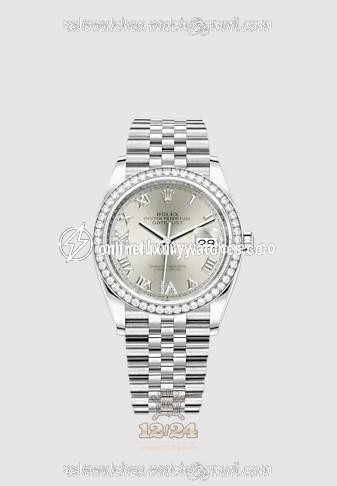 Rolex Datejust Watch 126284rbr-0021 36 mm Stainless steel White gold Case Silver Dial