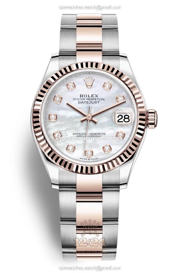 Rolex Datejust Watch 278271-0025 31 mm Stainless steel Pink gold Case White Dial