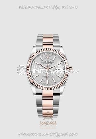 Rolex Datejust Watch 126231-0032 36 mm Stainless steel Pink gold Case Gray Silver Dial