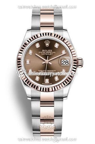 Rolex Datejust Watch 278271-0027 31 mm Stainless steel Pink gold Case Brown (chocolate) Dial