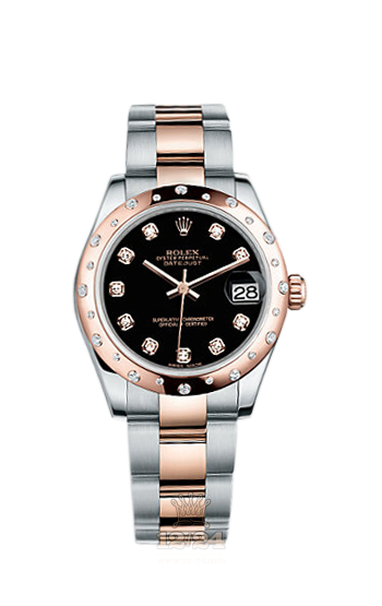 Rolex Lady-Datejust Watch 178341-0054 31 mm Steel / Pink gold Case Black Dial
