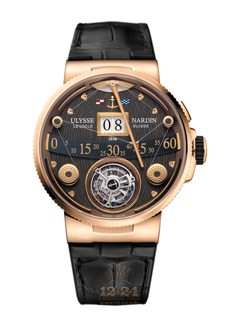 Ulysse Nardin Marine Watch 6302-300/GD 44 mm Pink gold Case Brown (chocolate) Dial