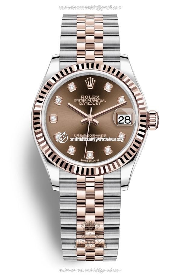 Rolex Datejust Watch 278271-0028 31 mm Stainless steel Pink gold Case Brown (chocolate) Dial