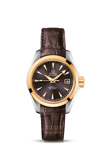 Omega Aqua Terra 150 M Watch 231.23.30.20.06.002 30 mm Steel / Yellow gold Case Gray Brown (chocolate) Dial
